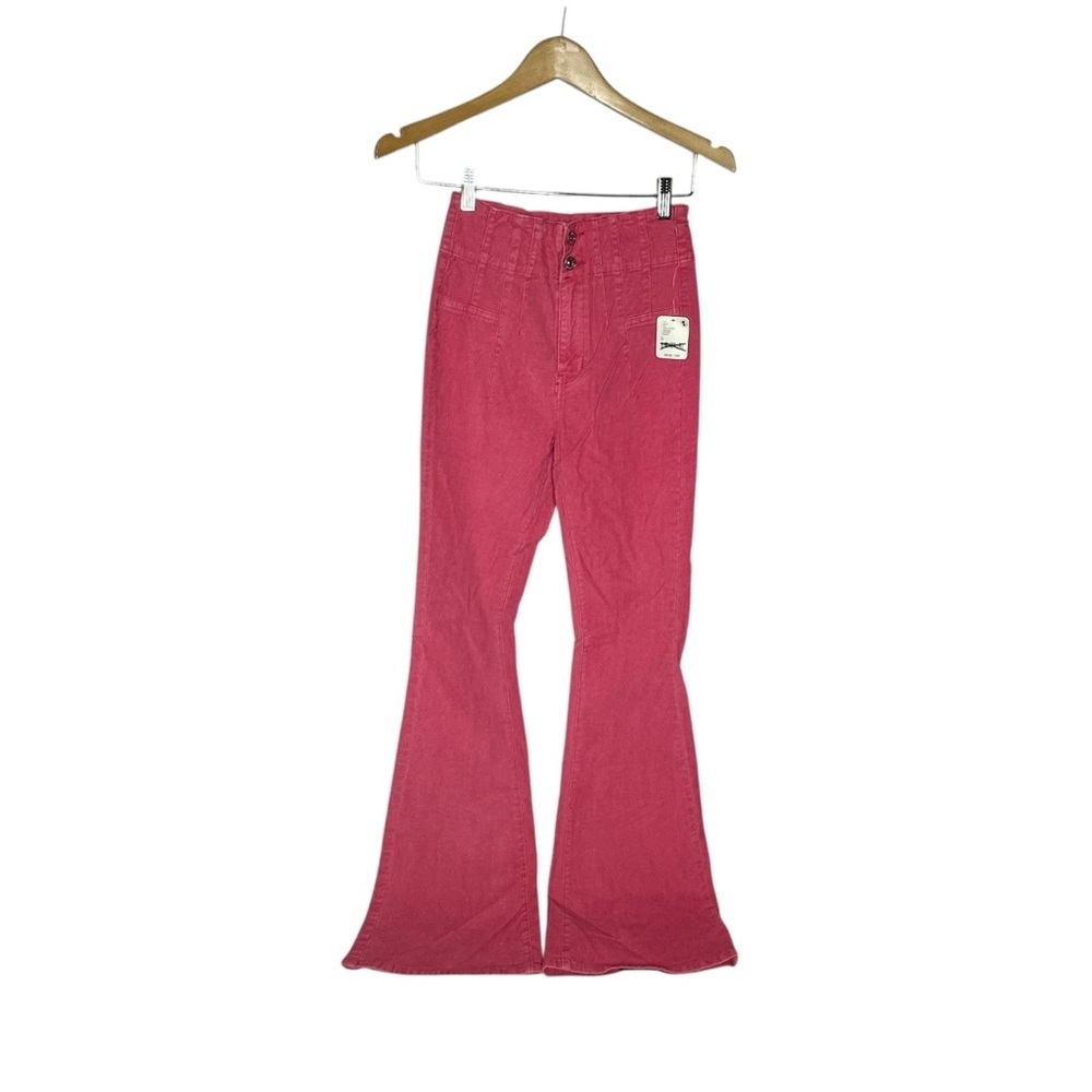 NWT Free People We The Free Jayde Cord Flare Jeans pink rose 25 - Picture 4 of 15